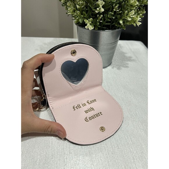 NWT Juicy Couture Holding The Line Half Moon Wallet W/ Inside Mirror  Black - Picture 9 of 9